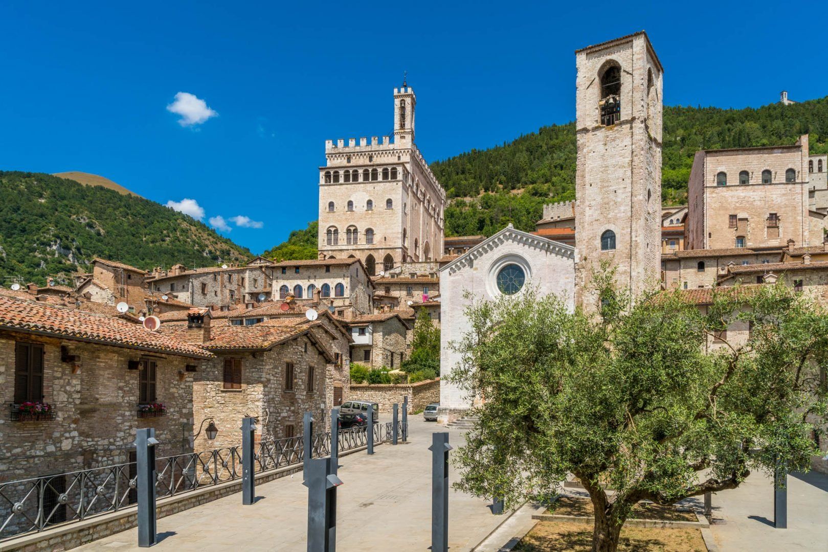 The Palazzo dei Consoli towering over the medieval city of Gubbio